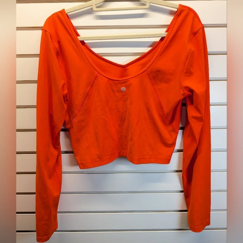 Lululemon Sonic Orange Align Long Sleeve Crop Top Size 12 EUC